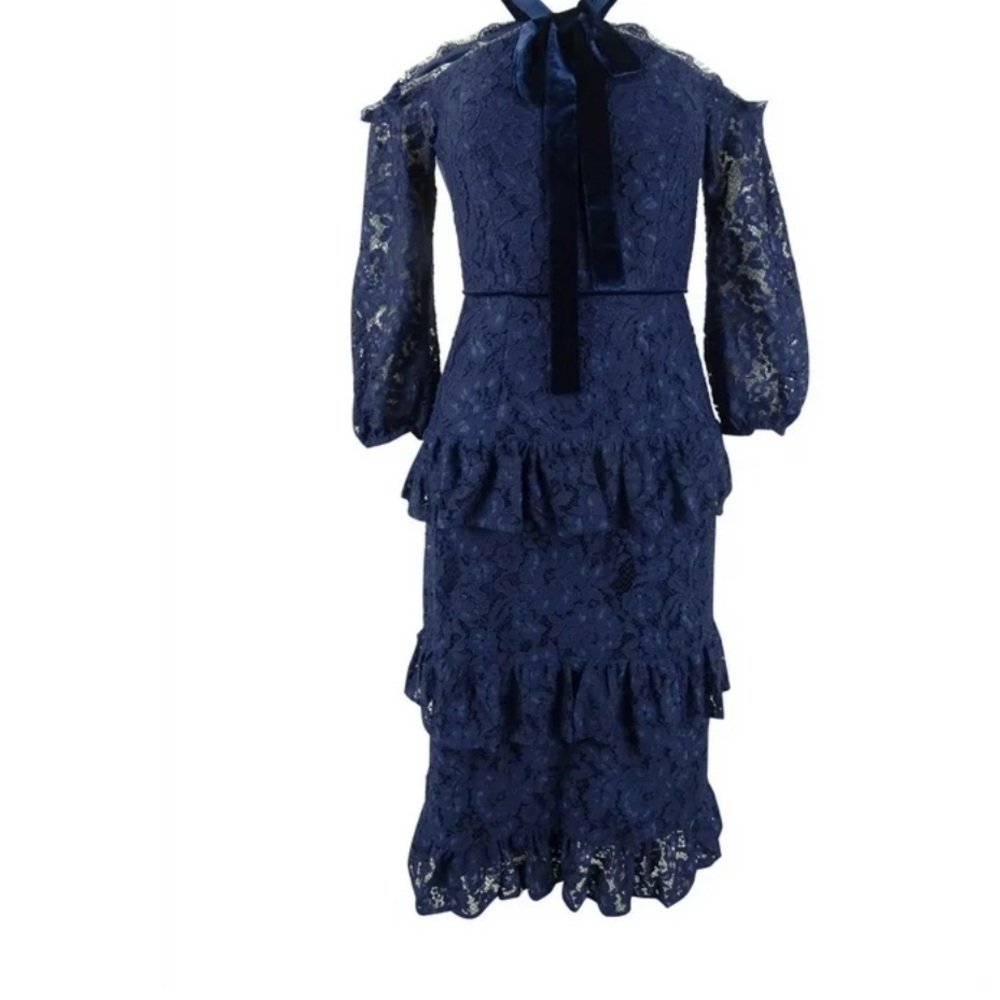 Aidan Mattox Navy Lace Dress